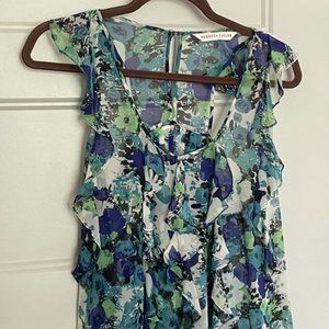 Rebecca Taylor Ruffle Sleeveless Floral Top